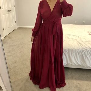 Maroon/plum flowy, maxi dress. NWT